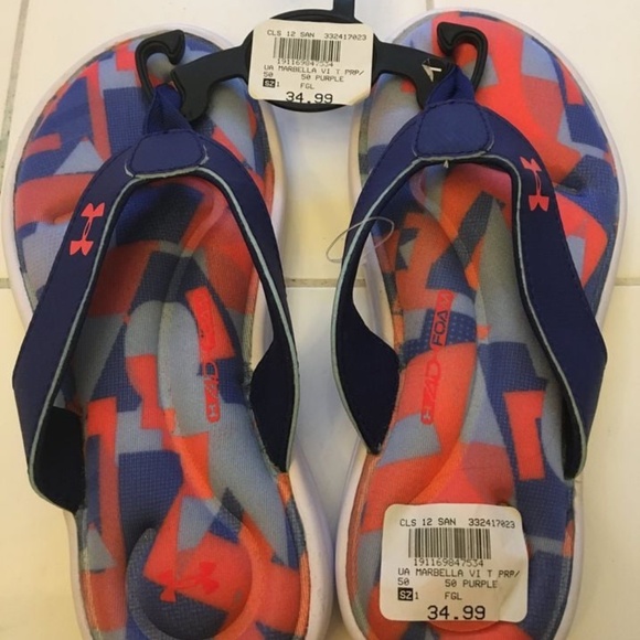 BRAND NEW girl under armour Marbella VI slippers slides sandals size 1Y & 3Y - Picture 2 of 2